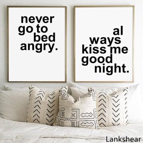 Bedroom Modern Wall Art Print Always Kiss Me Good Night Bedroom Canvas Painting Couple Print Love Poster Romantic Wall HomeDecor