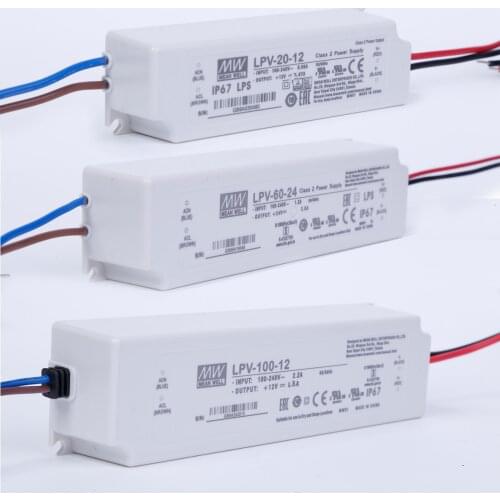 LPV-20/35/60/100W Waterproof led driver ac 90-264v to dc 5/12/15/24/36/48V power supply Meanwell lpv10024 constant voltage