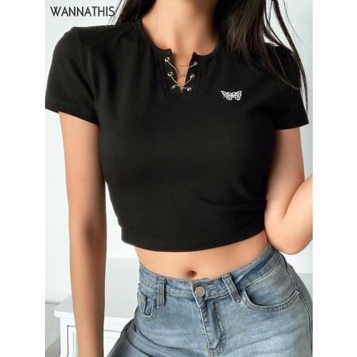 Женские короткие футболки WannaThis China At AliExpress