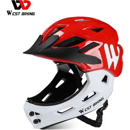 WEST BIKING Kids Cycling Helmet 2 In 1Full Covered Protective Hat Detachable Adjustable Size Children Sports MTB Bike Helmet