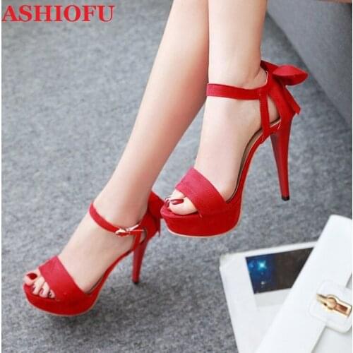 ASHIOFU Wholesale Handmade Womens High Heels Sandals Real-photos Party Prom Summer Shoes Platform Sexy Evening Fashion Sandals