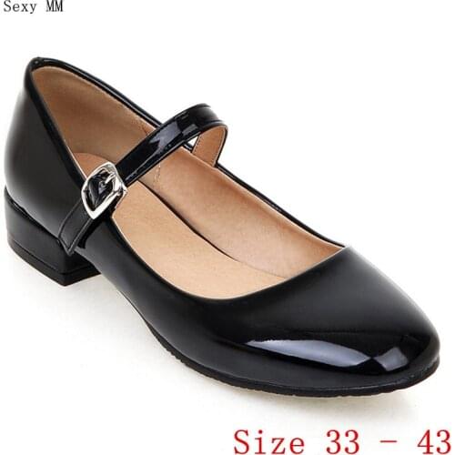Pumps Mary Janes Women Oxfords Career Shoes Low Med Heels Woman Low Med Heel Shoes Small Plus Size 33 - 40 41 42 43
