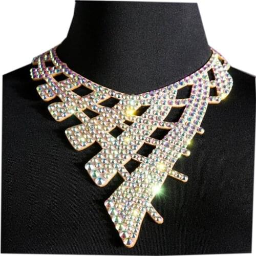 Crystal Rhinestone Choker Bollywood Jewelry Diamond Statement Necklace Waist Chain Belt For Women Belly Dance Costume Accessory