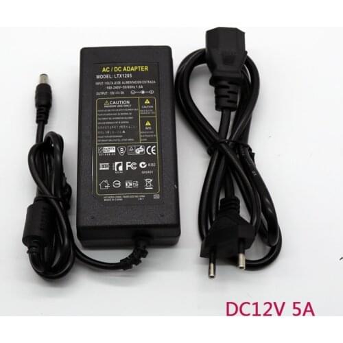 1set 12V5A LED Drive AC 100V-240V 12V 5A 60W LED strip Lighting Transformers power adapter Power Supply for Imax LED 5050 2835