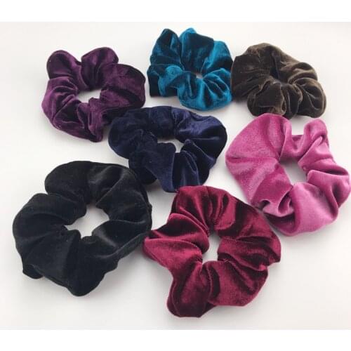 1PC Women Elegant Velvet Solid Elastic Hair Bands Ponytail Holder Scrunchies Tie Hair Rubber Band Headband Lady Hair Accessories