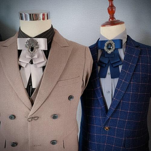 2021 Women Neck Collar Shirt Bow Tie Men Alloy Rhinestone Crystal Wedding Party Necktie Business Elastic Band Chic Ribbon Bowtie