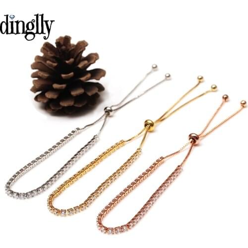 DINGLLY Fine Zircon Bracelets For women men Quality Gold Crystal Chain Bracelet Bangle Adjustable girl children Bracelet Jewelry