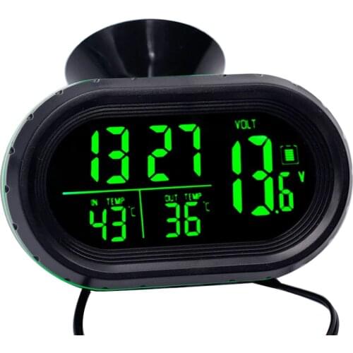 Multi-function Car Temperature Clock Voltmeter Car Thermometer Electronic Clock Car Night Light Clock Supplies