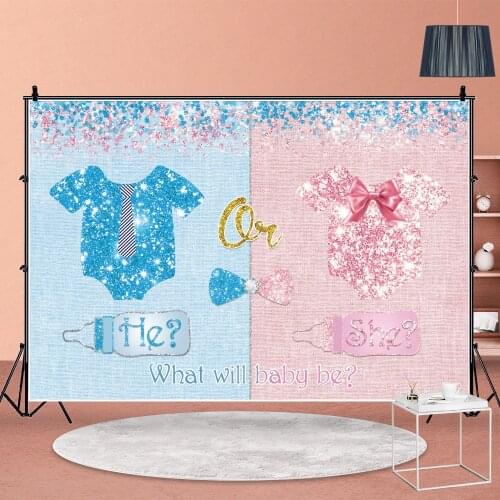 Gender Reveal What Will Baby Be Background Portrait Photography Surprise Party Photozone Decors Backdrops Studio Accessories
