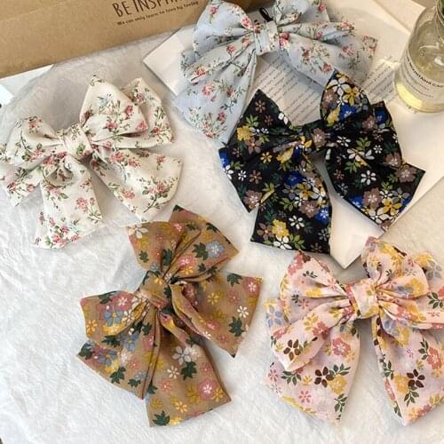Exquisite three layer floral chiffon big bow hair ornaments temperament girl sweet and popular high quality hairpin