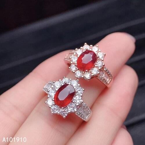 KJJEAXCMY boutique jewelry 925 sterling silver inlaid Natural ruby gemstone ring female support detection trendy