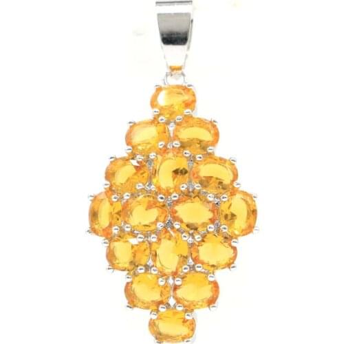 37x14mm Anniversary 3.2g Golden Citrine Violet Tanzanite Women Wedding Daily Wear 925 Sterling Silver Pendant