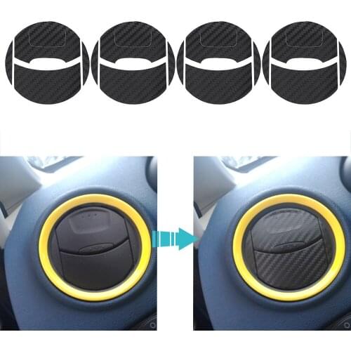 LEEPEE 4PCS/Set Decorative Stickers Car Air Conditioner Outlet Stickers Protection Decal Carbon Fiber For Ford Mondeo MK3
