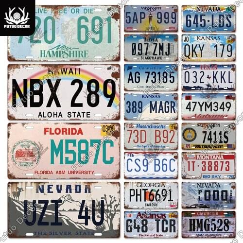 Putuo Decor American Licenses Plate Decor Metal Sign Tin Sign Plaque Metal Vintage Man Cave Coffee Bar Pub Cafe Wall Decoration