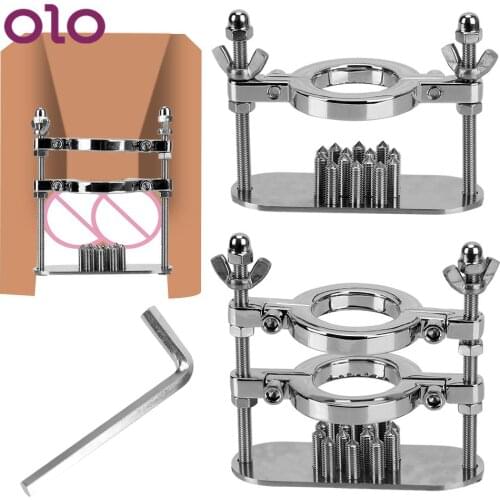 OLO Metal Spike Penis Ring Clamp Scrotum Stimulation Lock Testicle Clamp Male Chastity Training Device Sex Toys For Men