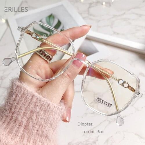 Fashion Anti Blue Light Spectacles Unisex Students' Myopia Glasses For Women Nearsighted Eyeglasses TR90 Frame Eyewear -1.5 -5.5