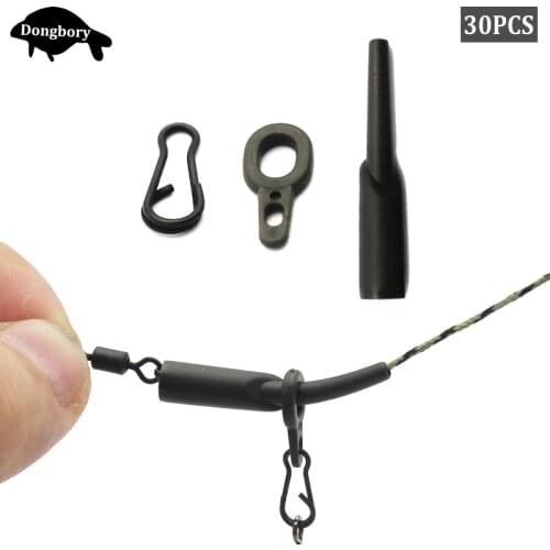 30PCS Carp Fishing Run Rig Accessories Kit Heli Chod Rig Ring Clips Rubber Bead for Fishing Helicopter Rig Connector Carp Tackle