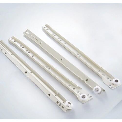 2pcs Drawer Track Slides Two-section Slide Thickened Computer Desk Clothes Cabinet Mute Pulley Slide Furniture Hardware Fittings