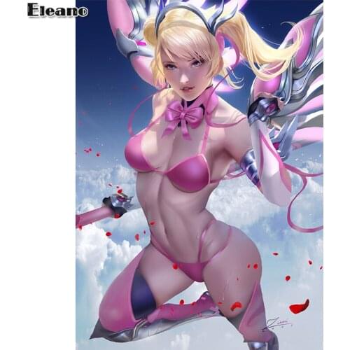Custom print overwatch Pink angel Sexy Anime girl Art Posters HD wall art Canvas Painting for living room home decor picture