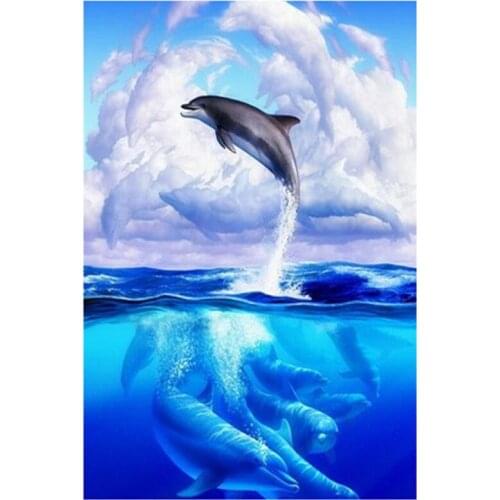 New Product 5D DIY Full Round/Square Diamond Painting Dolphin 3D Embroidery Cross Stitch Rhinestone Mosaic Home Decor Gift YC287