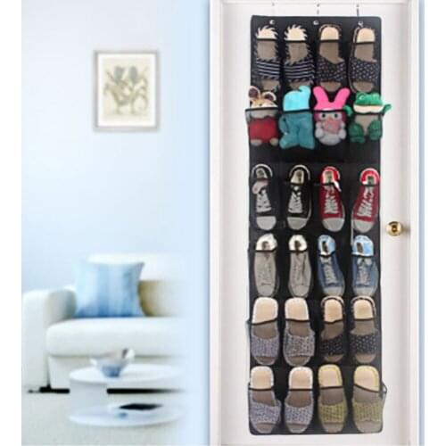 24 Pockets Over Door Shoes Hanging Bag Box Shoes Storage Holder with Hooks Space Saver Practical Home Storage Organizer