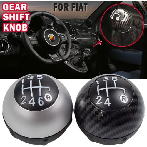 5 6 Speed Car Carbon Fiber Styling Gear Shift Knob Manual Transmission Lever Shifter Hand Ball For Fiat 500 2012-2018