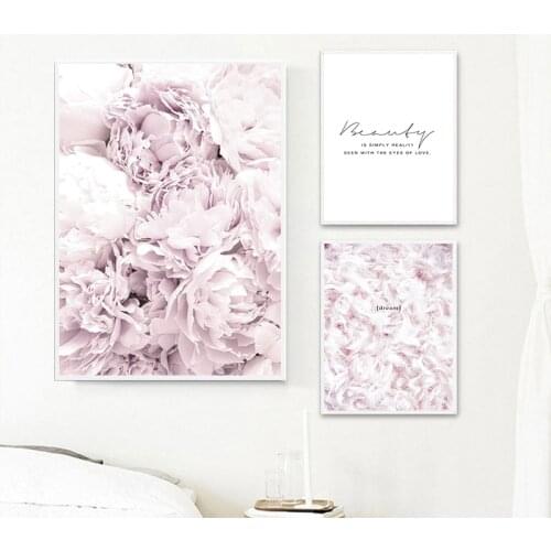 Scandinavian Style Pink Flower Feather Canvas s and Prints Wall Art Painting Nordic Decoration Pictures Modern Home Decor