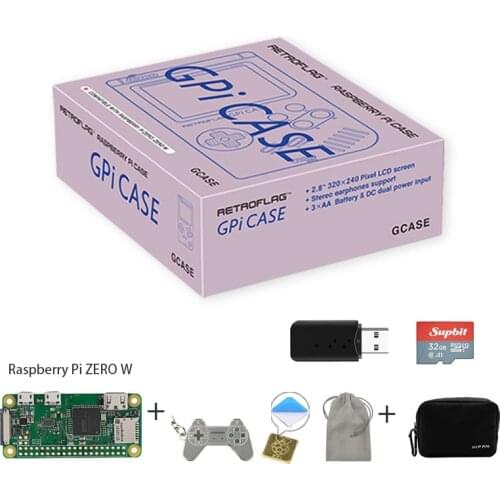 In Stock! Retroflag GPi CASE Kit for Raspberry Zero W with 32G Micro SD Card Heatsink Carrying Bag