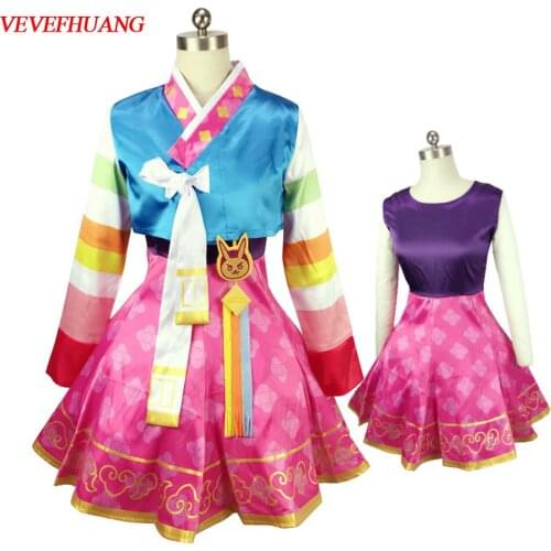 VEVEFHUANG Kосплей Game OW D.Va Cosplay Costumes Hanbok Cute Women Girls Clothes Korean Style Dress Halloween Fashion Party