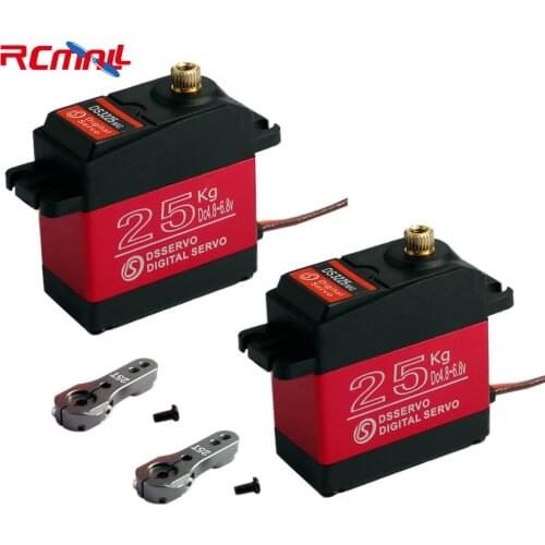 2PCS DS3225 25KG 270° Waterproof Digital Servo Full Metal Gear Large Torque with 25T Servo Arm Horn for 1:8/1:10/1:12 RC Car