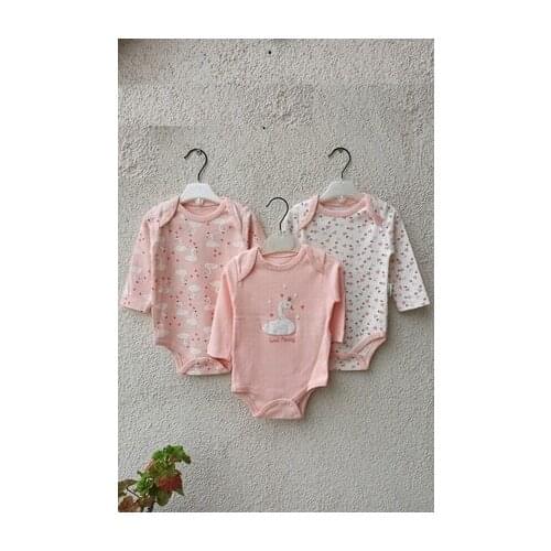 Necixs 2020 3PCS Swan Patterned Crochet Collar Cotton Pink Baby Girl Clothing Set 3-6-9 Months