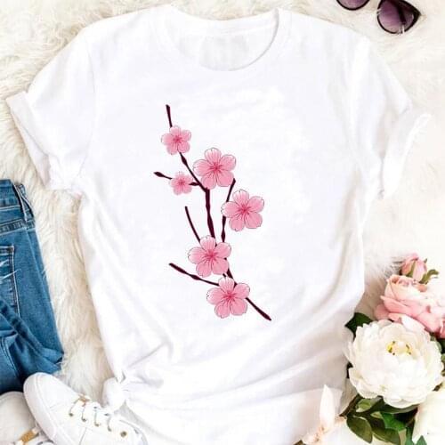Women Summer Flower Watercolor Aesthetic Floral 90s Cartoon Female Tshirts Fashion Clothes Graphic T Top Lady Print Tee T-Shirt