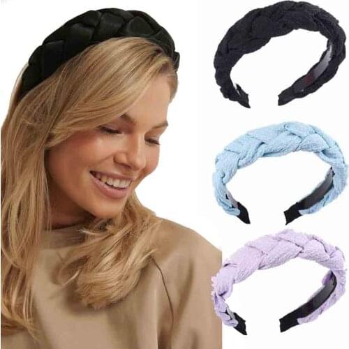 Haimeikang Wide Braided Hairbands Hair Accessories Women Weaving Headband Hair Hoop Fashion Hairbands Elastic Bezel Headdress