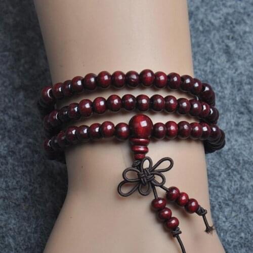 Unisex Prayer Reiki Healing Beaded Bracelet Natural Rosewood 108 Beads Bracelet Necklace Yoga Buddha Bracelets Jewelry Women Men