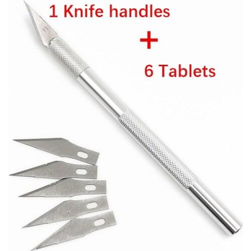 1 Set Metal Handle Scalpel Blade Knife Wood Paper Cutter Craft Pen Engraving Cutting Supplies DIY Stationery Utility Knife