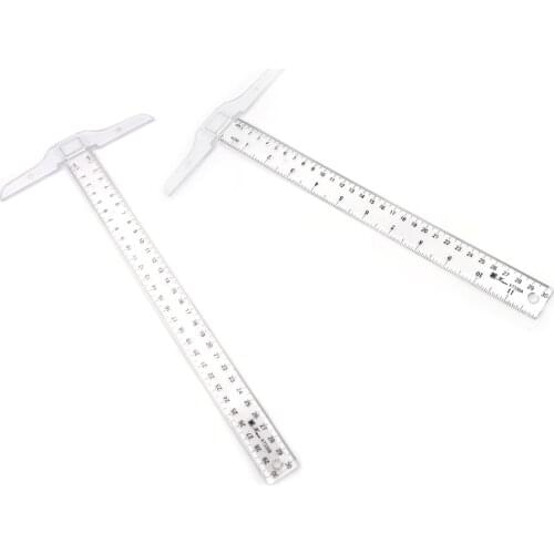1pcs T Square Ruler 30cm Plastic T Shape Ruler Clear Transparent Measurements Straight Ruler Measure Tool