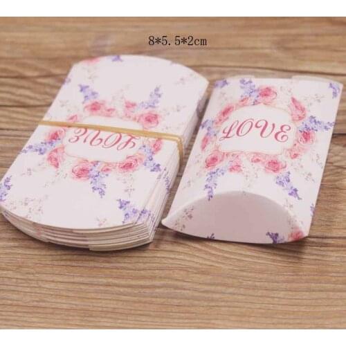 10pcs Pillow Shape Candy Jewelry Gift Box Christmas Wedding & Engagement Valentines Day Paper Gift Boxes Supplies
