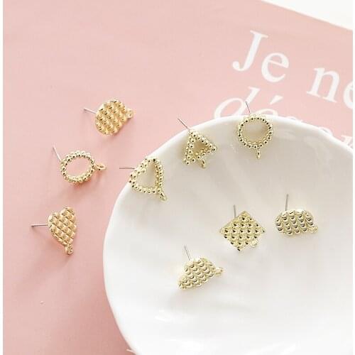 10pcs Simple carved geometric square circle love heart hollow Elegant stud Earrings For Women Vintage diy jewelry accessories