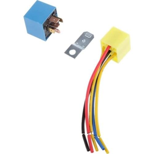 12V 40A Car Motor Heavy Duty Relay 5Pin Fuse On/Off SPST Socket Blue Yellow