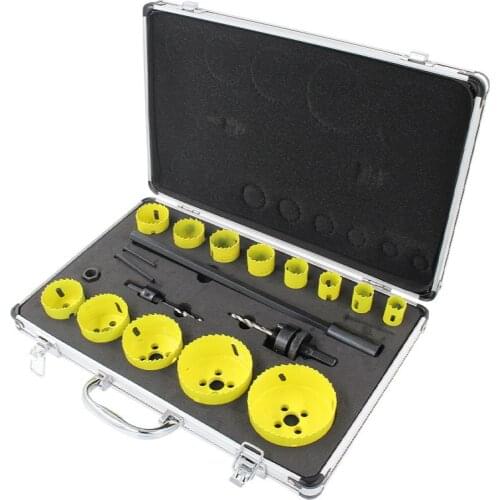16pc/Set Bimetal Metal Hole Opener Concrete Hollow Core Drill Bit Cement Stone Wall Air Conditioner Installation Electric Tool