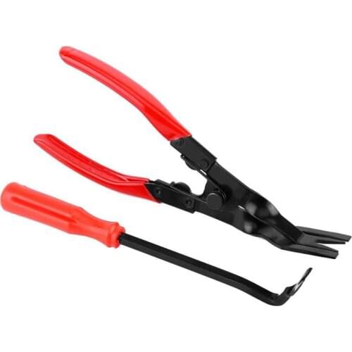 2 pcs Set Steel Car Interior Door Panel & Trim Clip Removal Plier Upholstery Remover Pry Bar Tool