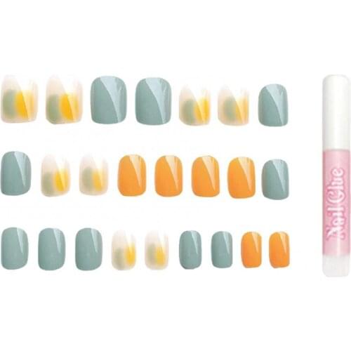 24Pcs Nail Sticker Shiny False Nail Art Extension Stickers Full Cover Removable Manicure Decoration Tools