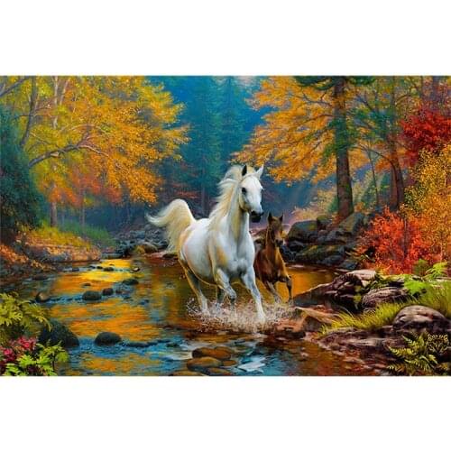5D DIY Full Square Diamond Painting Forest Animal Horse Diamond Embroidery Cross Stitch Rhinestone Mosaic Home Decoration ZWQ