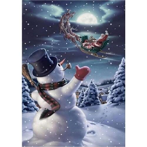 5D Diamond PaintingChristmas Round Full Diamond Snowman Santa Claus DIY Diamond Embroidery Kit Home Decoration