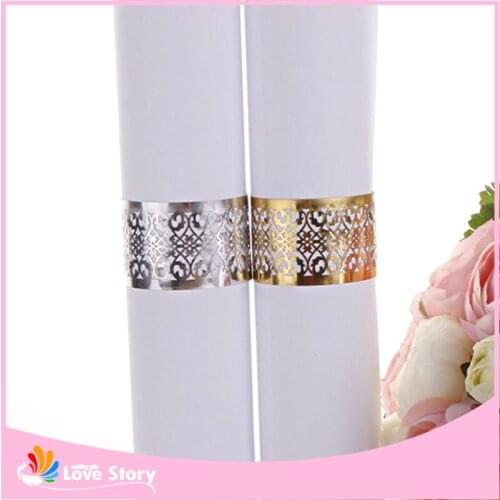 Big Heard Love 40pcs Wedding Napkin Holder Laser Cut Lace Napkin Ring Party Favor Paper Napkin Ring For Wedding Decoration