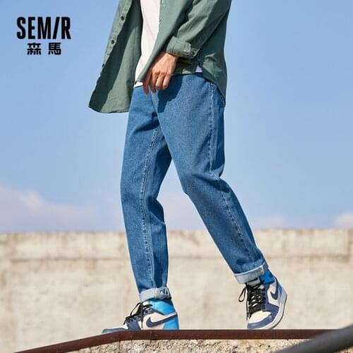 SEMIR Denim Trousers Men Loose Straight-Leg Small Cone Pants Men Trendy Brand High Pants Cotton 2021 Spring New
