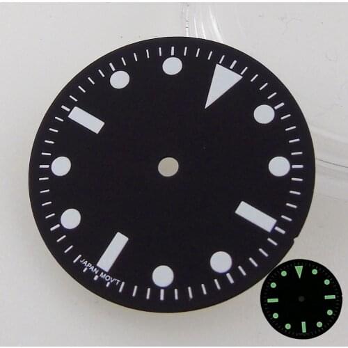 29mm Sterile Watch Dial Fit For NH35 Miyota 8215 821A 8205 Mingzhu 2813 3804 Movement Green Lume Black Watch Face No Logo