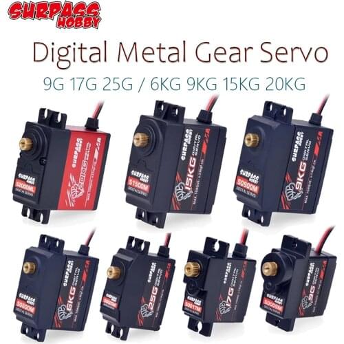 SURPASS Hobby Digital Servo 9G 17G 25G 6KG 9KG 15KG 20kg Metal Gear Servo for 1/8 1/10 RC Car Boat Duct Plane Airplane Robot