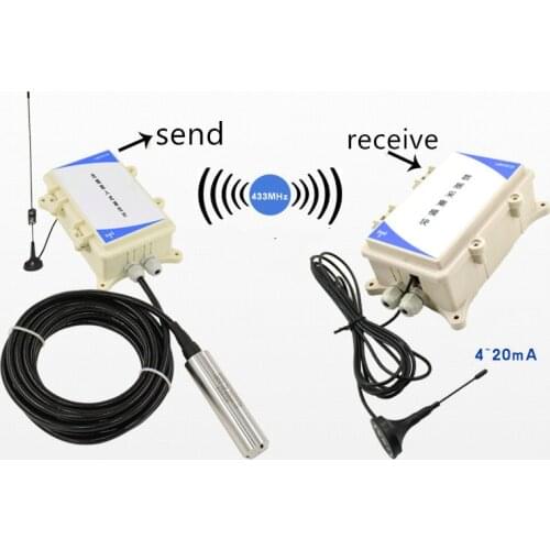 20Km radio liquid level transmitter content gauge 433MHz Transmission 4-20mA 0-5V 0-10V 1Km 1-10m range level water level sensor
