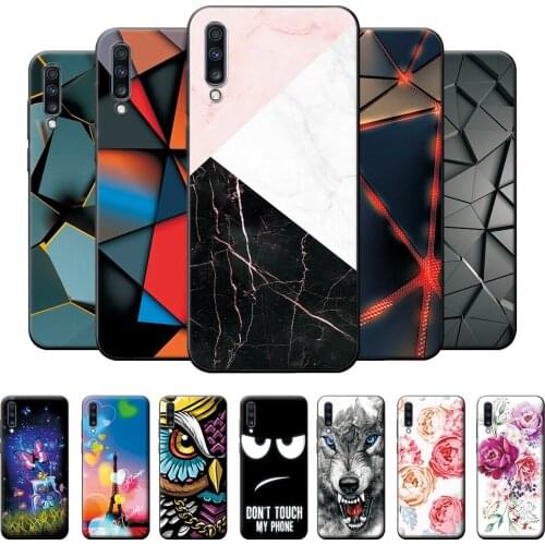 For Samsung Galaxy A70 Case A705 Silicone Coque For Samsung A70 Back Cover on SM-A705 Soft Silicon Fundas shockproof Black Cat